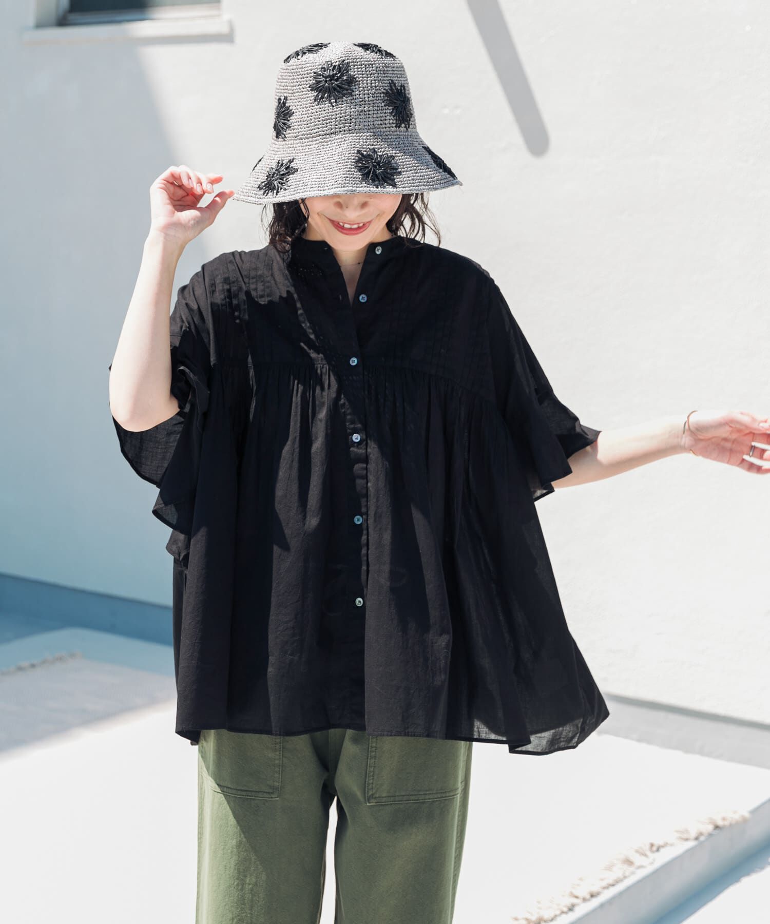 URBAN RESEARCH DOORS「『WEB/一部店舗限定ｶﾗｰ』ｺｯﾄﾝﾎﾞｲﾙﾋﾟﾝﾀｯｸﾌﾚｱｽﾘｰﾌ」|シャツ・ブラウス|