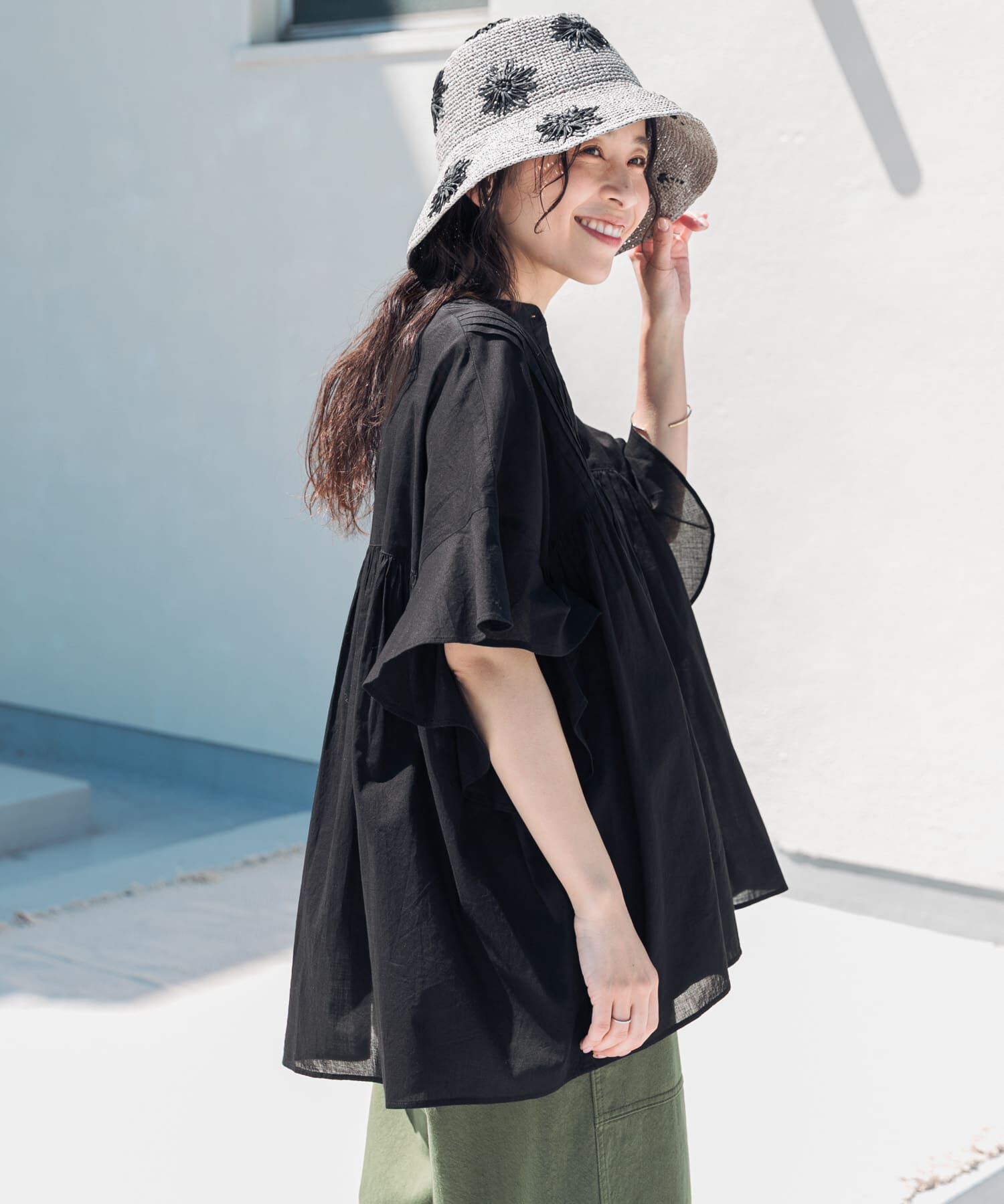 URBAN RESEARCH DOORS「『WEB/一部店舗限定ｶﾗｰ』ｺｯﾄﾝﾎﾞｲﾙﾋﾟﾝﾀｯｸﾌﾚｱｽﾘｰﾌ」|シャツ・ブラウス|