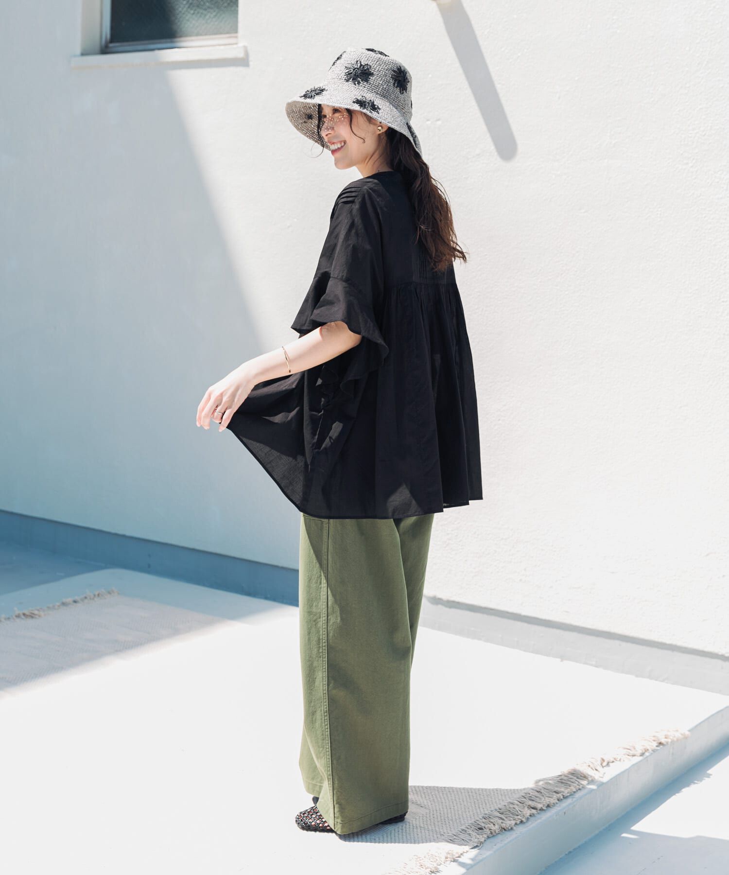 URBAN RESEARCH DOORS「『WEB/一部店舗限定ｶﾗｰ』ｺｯﾄﾝﾎﾞｲﾙﾋﾟﾝﾀｯｸﾌﾚｱｽﾘｰﾌ」|シャツ・ブラウス|