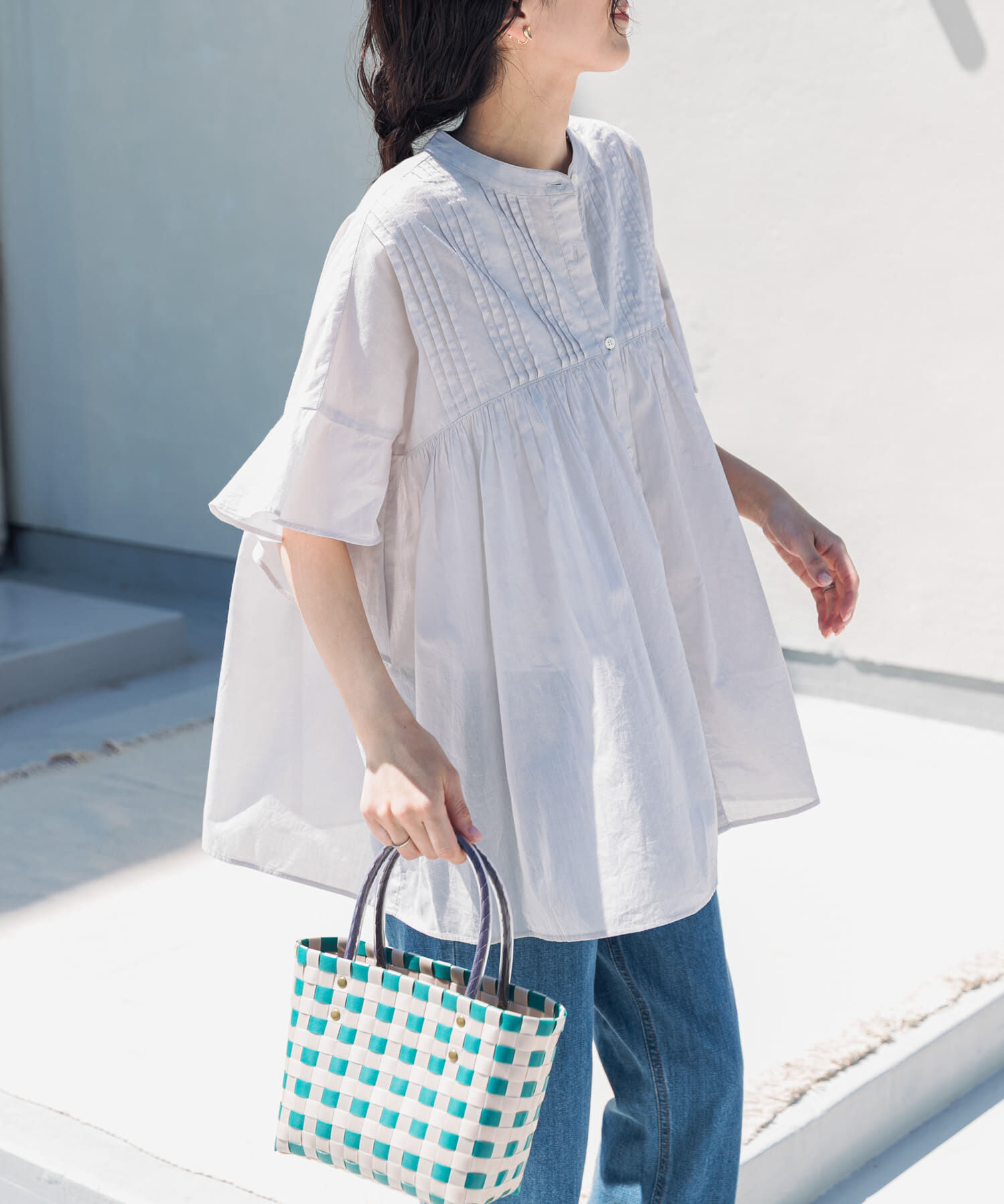 URBAN RESEARCH DOORS「『WEB/一部店舗限定ｶﾗｰ』ｺｯﾄﾝﾎﾞｲﾙﾋﾟﾝﾀｯｸﾌﾚｱｽﾘｰﾌ」|シャツ・ブラウス|