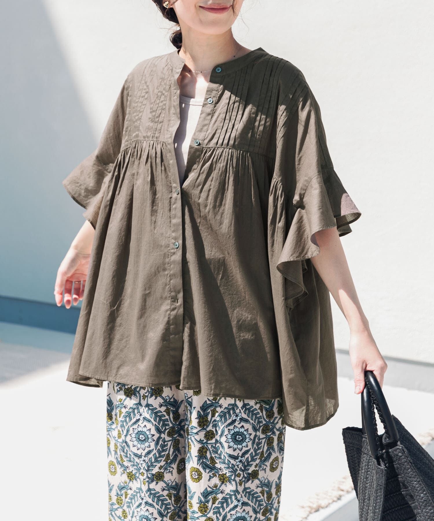 URBAN RESEARCH DOORS「『WEB/一部店舗限定ｶﾗｰ』ｺｯﾄﾝﾎﾞｲﾙﾋﾟﾝﾀｯｸﾌﾚｱｽﾘｰﾌ」|シャツ・ブラウス|