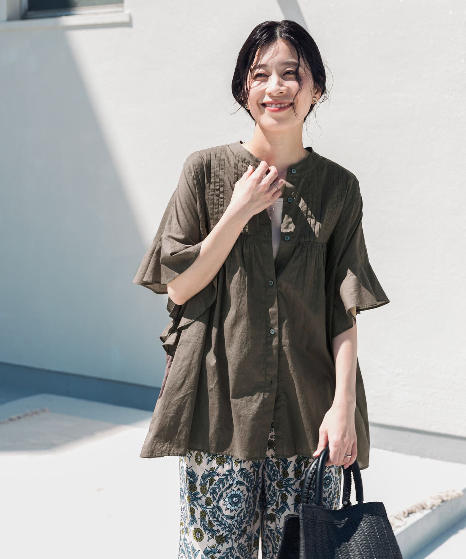 URBAN RESEARCH DOORS「『WEB/一部店舗限定ｶﾗｰ』ｺｯﾄﾝﾎﾞｲﾙﾋﾟﾝﾀｯｸﾌﾚｱｽﾘｰﾌ」|シャツ・ブラウス|