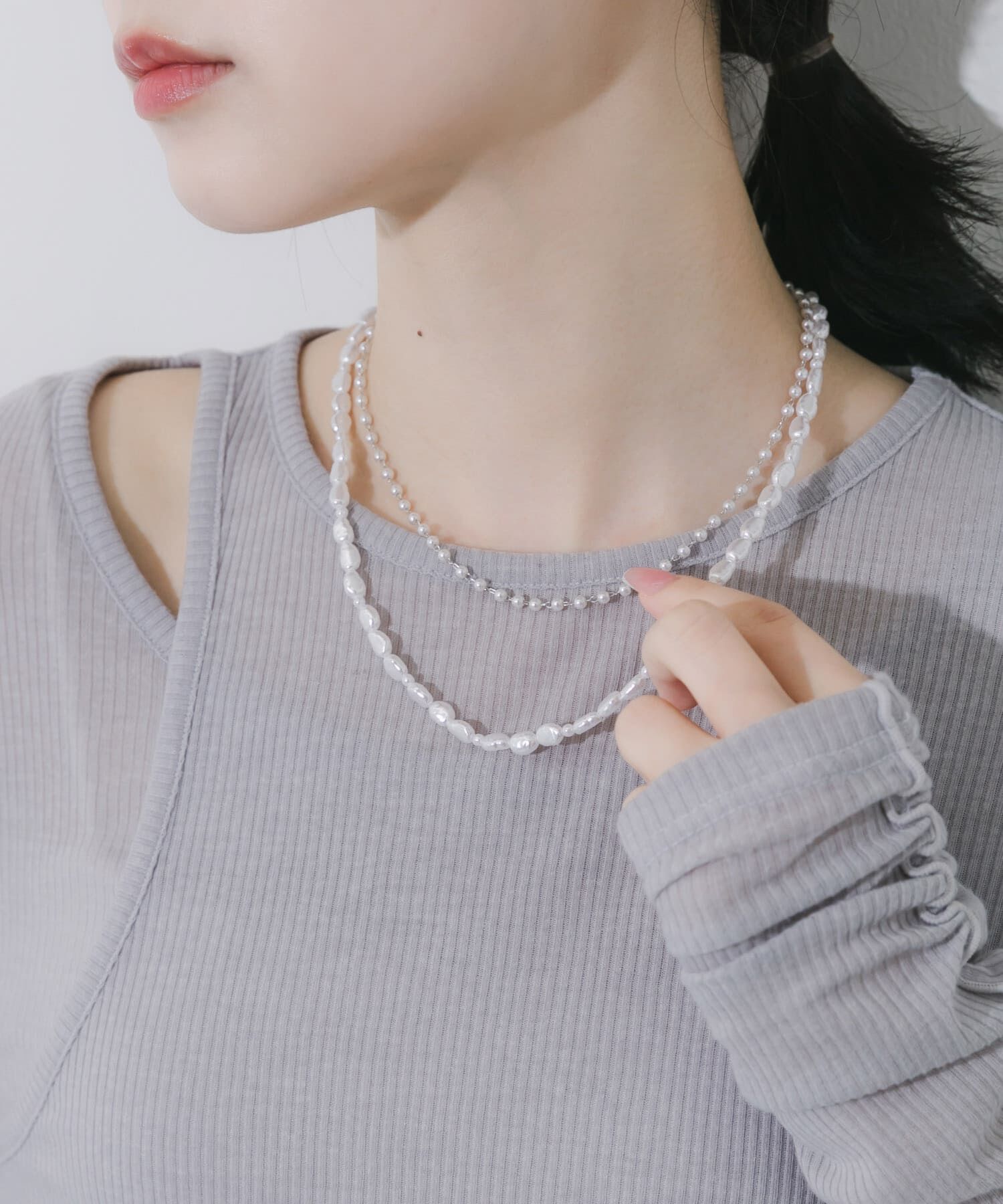 SMELLY「イビツパール2セットネックレス」|ネックレス|