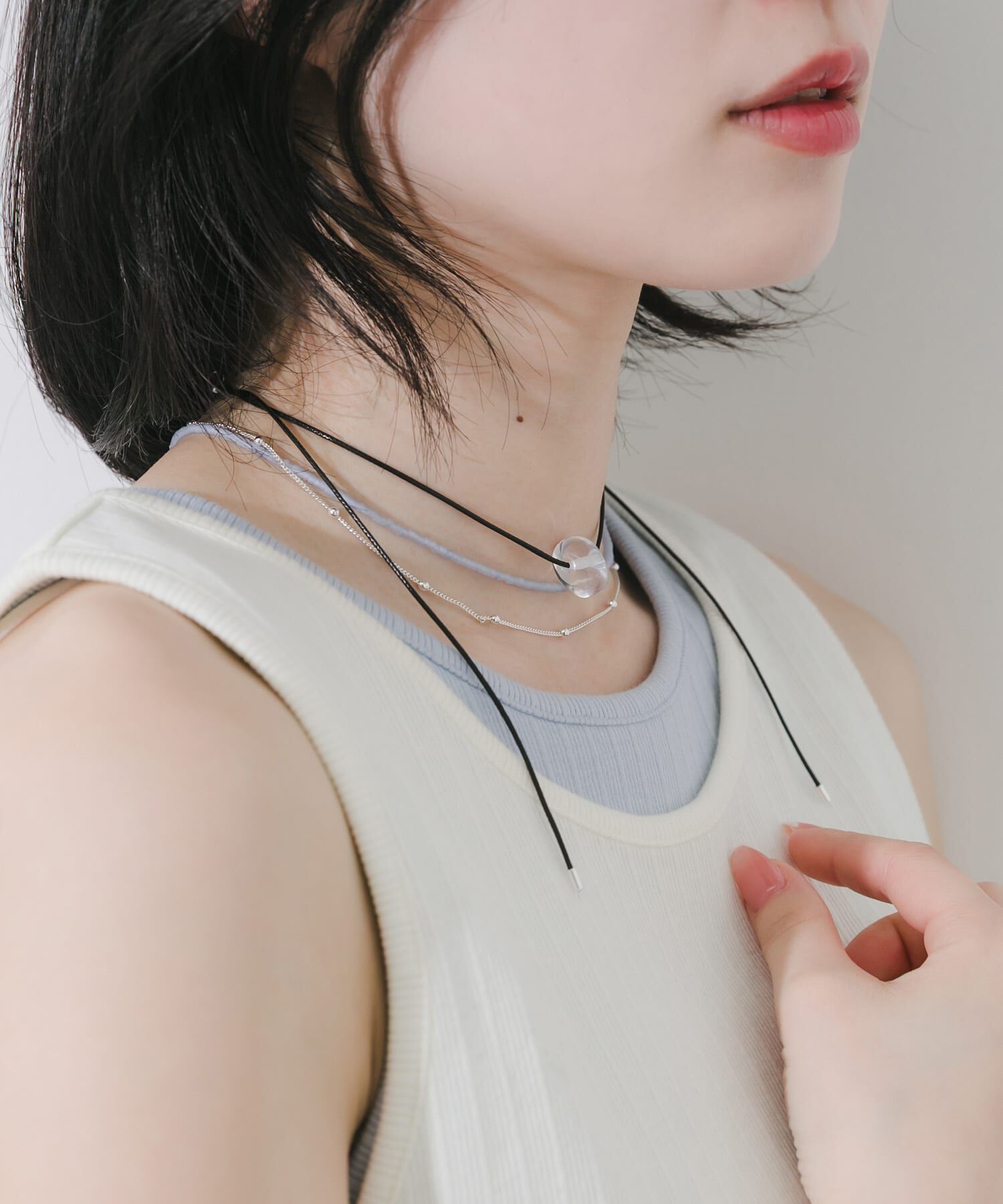 SMELLY「クリアトップビーズ3セットネックレス」|ネックレス|