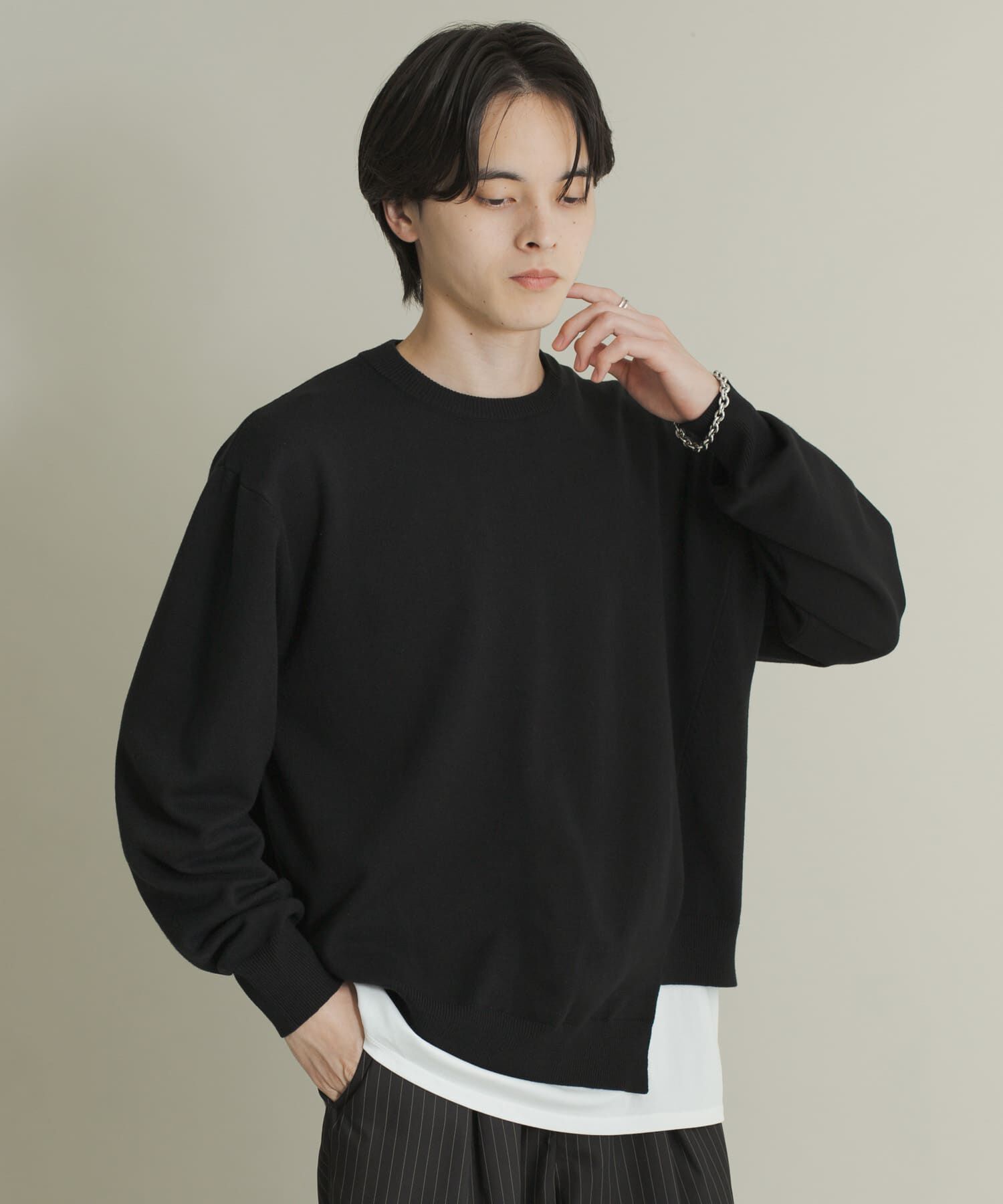 SENSE OF PLACE by URBAN RESEARCH「アシメクルーネックニット」|ニット・セーター|