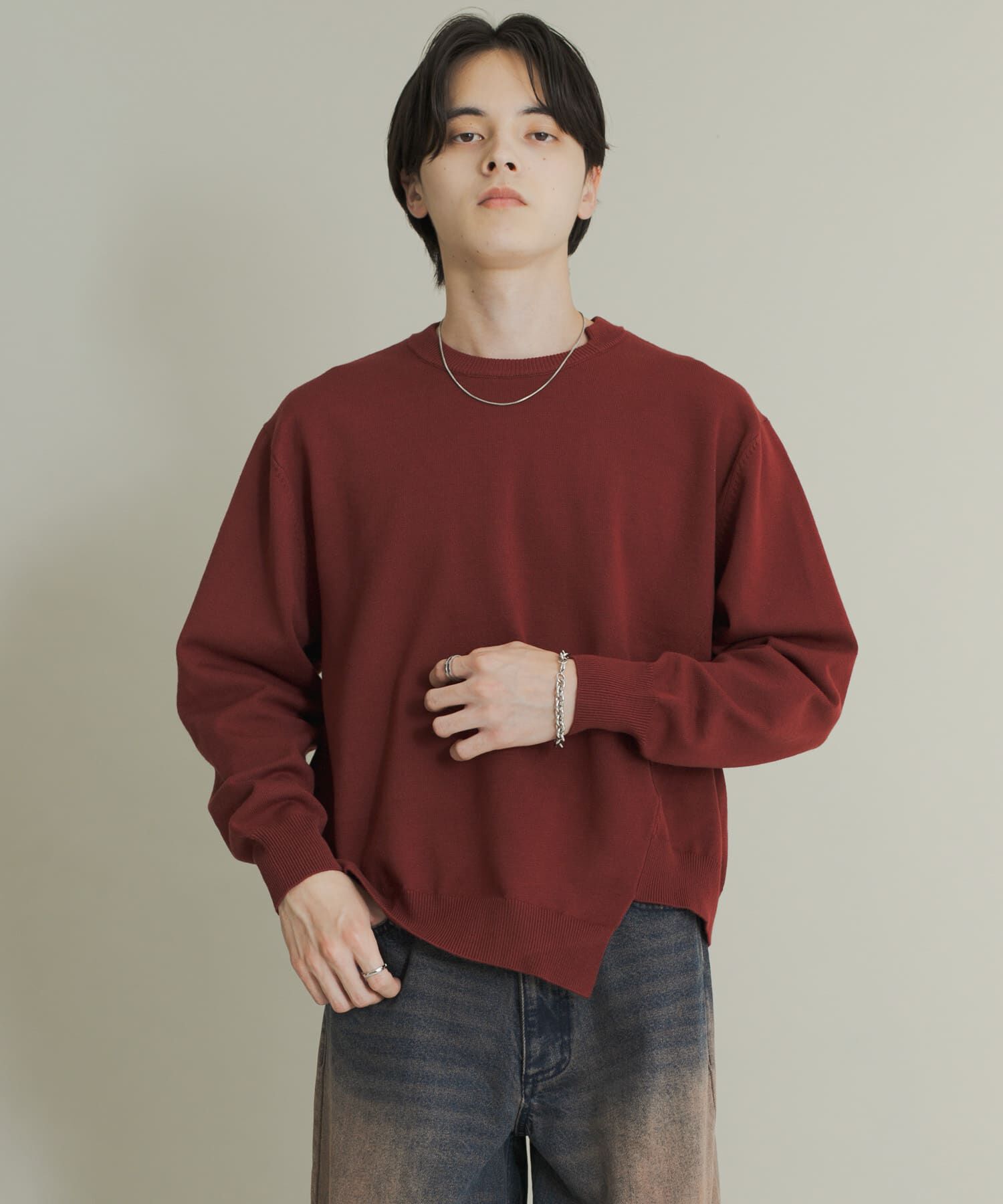 SENSE OF PLACE by URBAN RESEARCH「アシメクルーネックニット」|ニット・セーター|