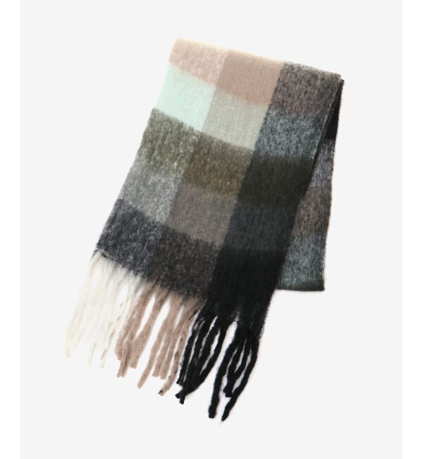 le.coeur blanc「《WEB限定アイテム》ブロックチェックビッグフリンジストール」|ストール|