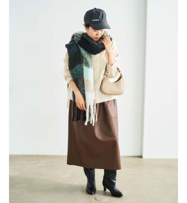 le.coeur blanc「《WEB限定アイテム》ブロックチェックビッグフリンジストール」|ストール|