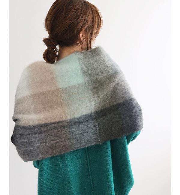 le.coeur blanc「《WEB限定アイテム》ブロックチェックビッグフリンジストール」|ストール|