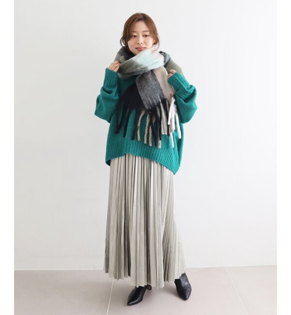 le.coeur blanc「《WEB限定アイテム》ブロックチェックビッグフリンジストール」|ストール|