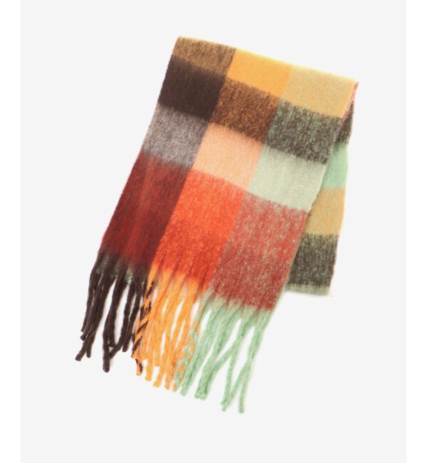 le.coeur blanc「《WEB限定アイテム》ブロックチェックビッグフリンジストール」|ストール|