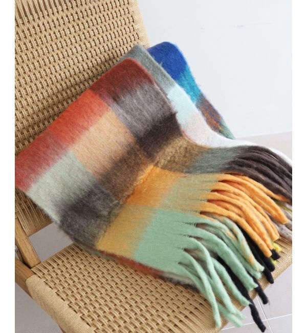 le.coeur blanc「《WEB限定アイテム》ブロックチェックビッグフリンジストール」|ストール|