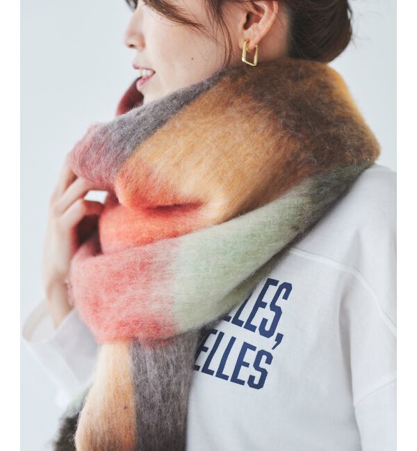 le.coeur blanc「《WEB限定アイテム》ブロックチェックビッグフリンジストール」|ストール|