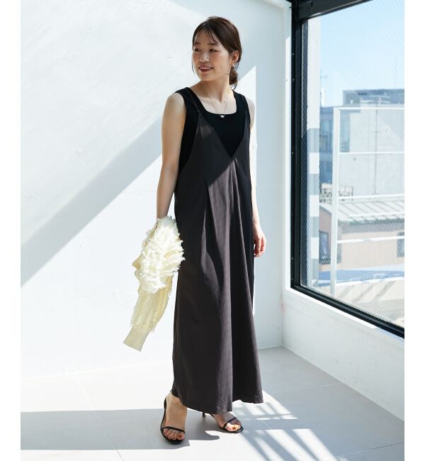  「ナイロンVネックキャミワンピース」|ワンピース|
