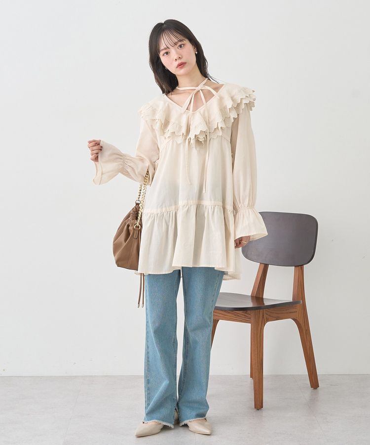 earth music&ecology「サイドリボンラッフルミニワンピース」|ワンピース|