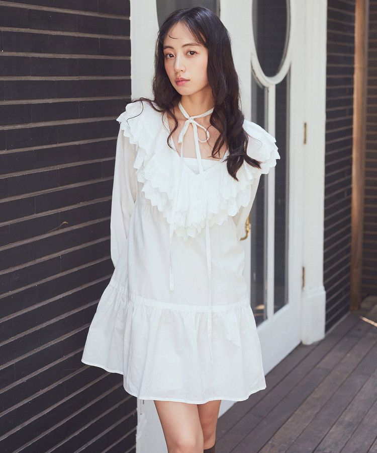 earth music&ecology「サイドリボンラッフルミニワンピース」|ワンピース|