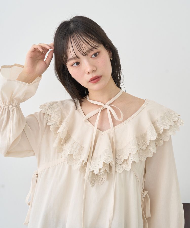 earth music&ecology「サイドリボンラッフルミニワンピース」|ワンピース|