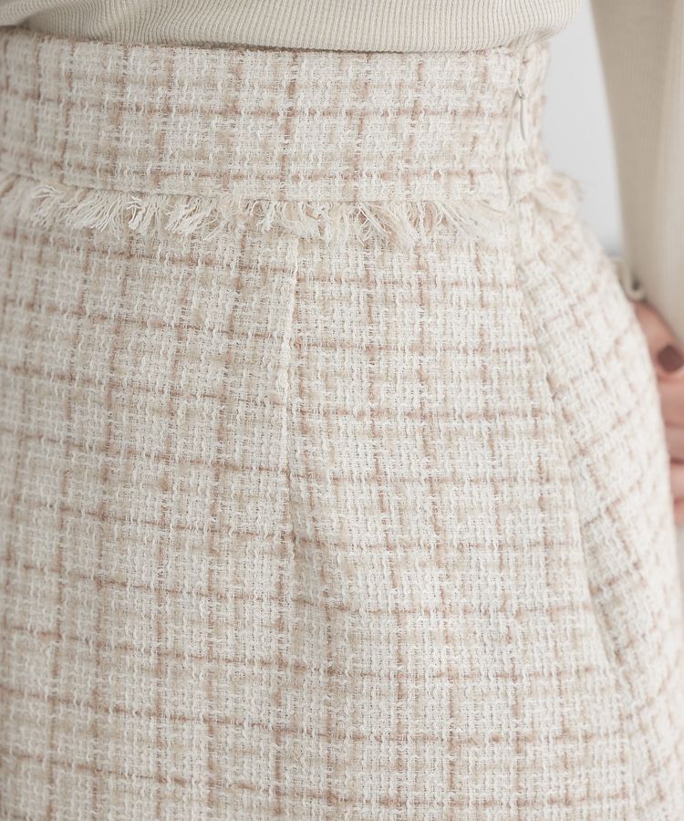 earth music&ecology「フリンジツイードミニスカート」|タイト|