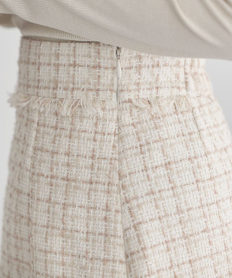 earth music&ecology「フリンジツイードミニスカート」|タイト|