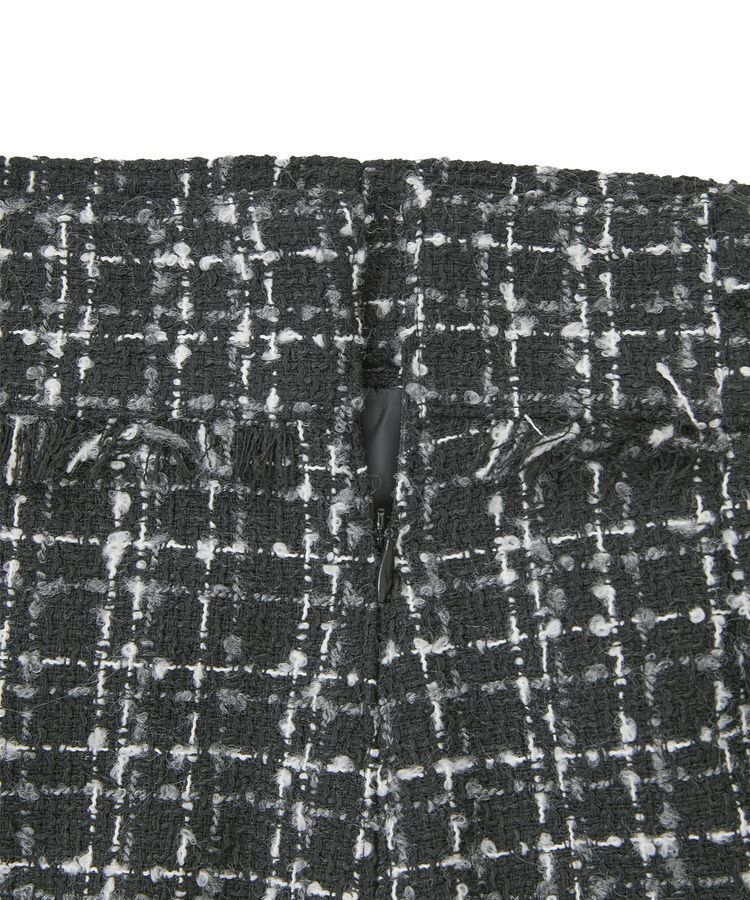 earth music&ecology「フリンジツイードミニスカート」|タイト|