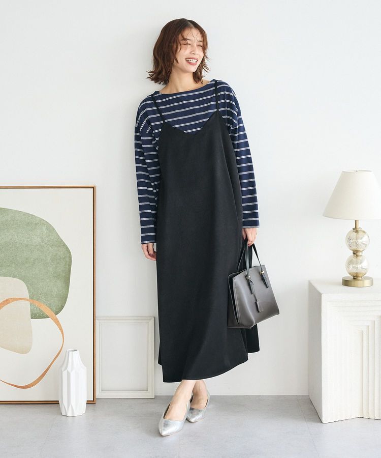 Green Parks「前後2WAYサテンキャミワンピース」|ワンピース|Black