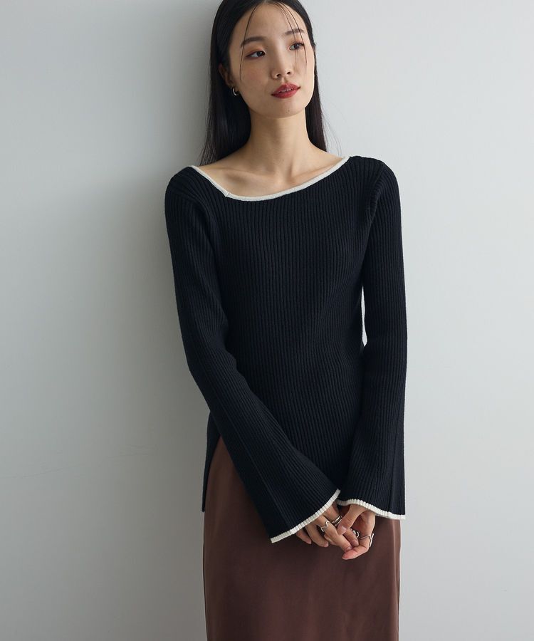 AnriettMusee「前後2wayアシンメトリー袖フレアリブニット」|ニット・セーター|