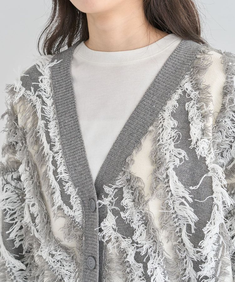 Green Parks「・ELENCARE DUE フリンジジャカードカーディガン」|カーディガン|