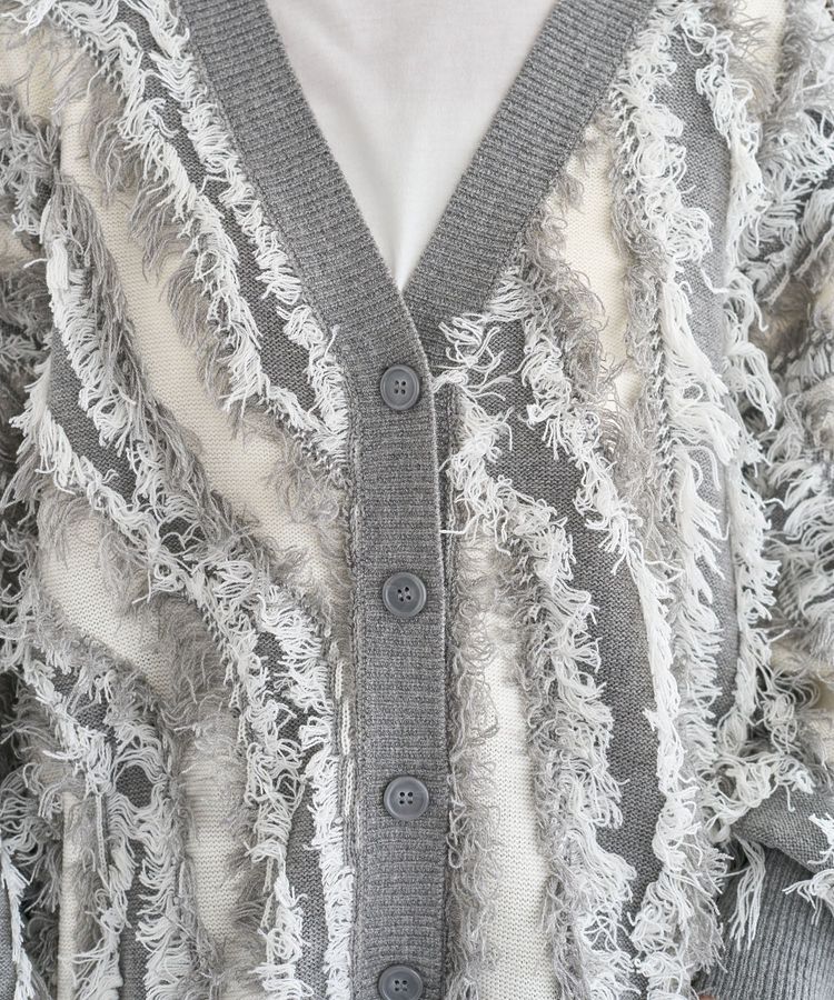 Green Parks「・ELENCARE DUE フリンジジャカードカーディガン」|カーディガン|