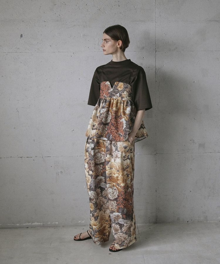 GARAGE OF GOOD CLOTHING「【日本製】ダークフラワープリントドロストワイドパンツ」|その他|