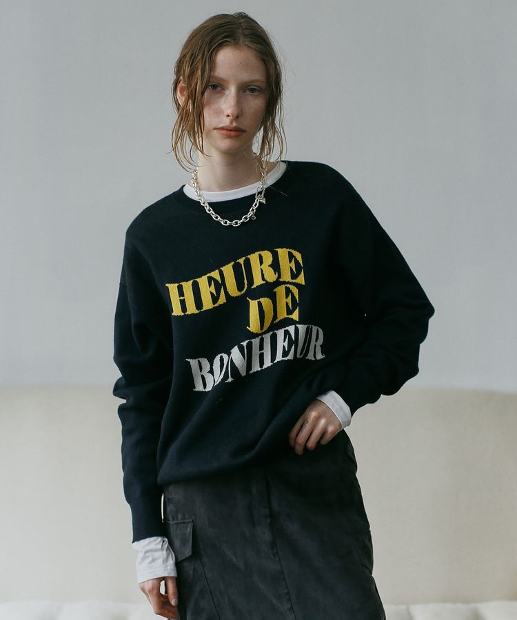 GARAGE OF GOOD CLOTHING「ジャガードロゴニットプルオーバー」|ニット・セーター|Navy