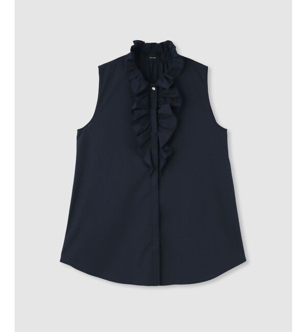 allureville「フロントフリルノースリブラウス」|シャツ・ブラウス|ネイビー