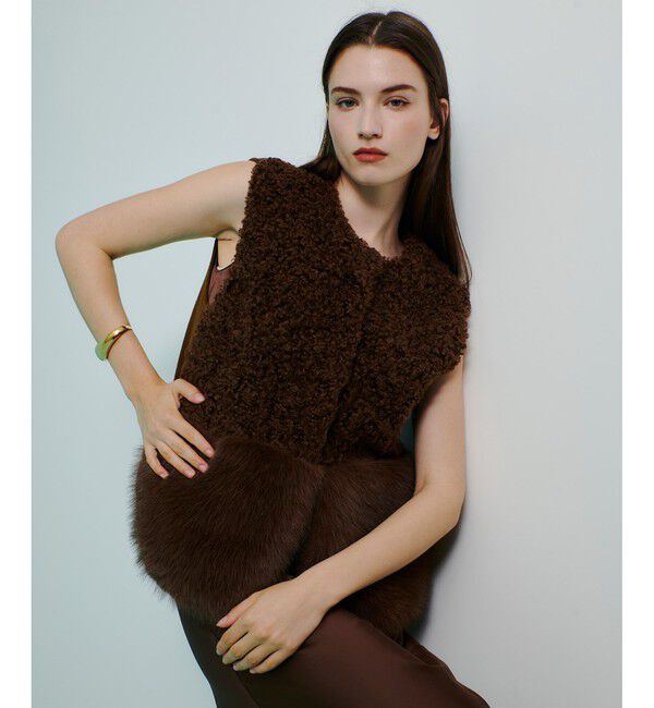 allureville「フェイクボアコンビニットジレ」|ニット・セーター|