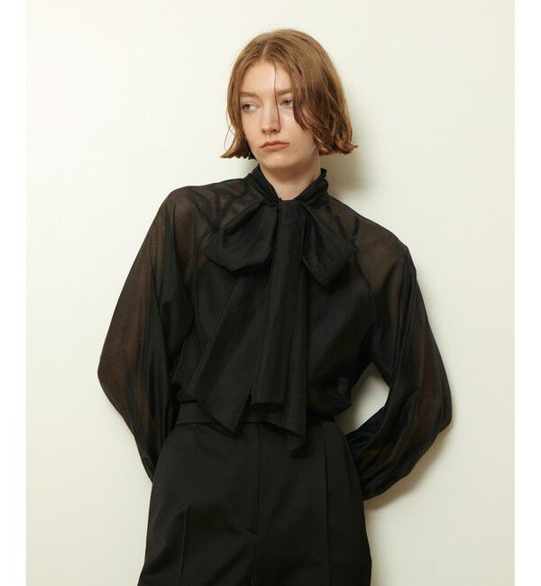 allureville「シルキーセルロースボウブラウス」|シャツ・ブラウス|ブラック