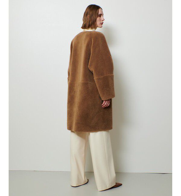 allureville「ツーブロッキングボアコート」|ノーカラーコート|