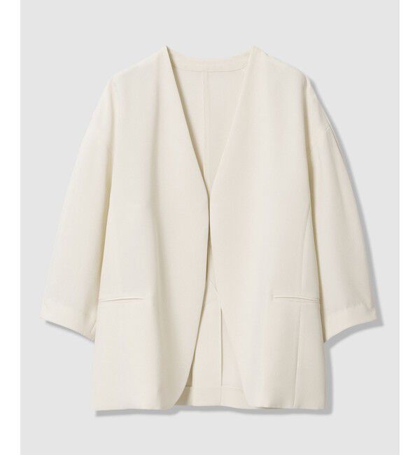 allureville「【ATELIER Line】ダブルクロスカラーレスジャケット」|ノーカラージャケット|