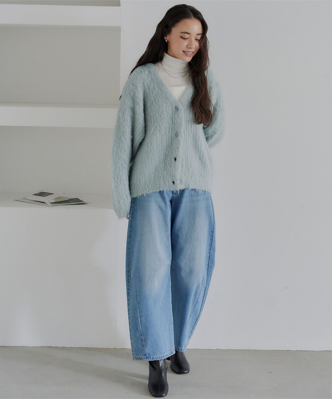 titivate「モヘアライクVネックシャギーニットカーディガン」|ニット・セーター|