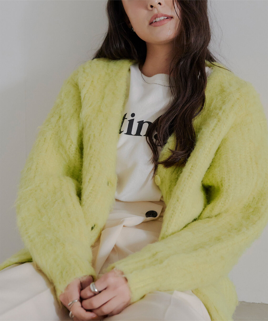 titivate「モヘアライクVネックシャギーニットカーディガン」|ニット・セーター|