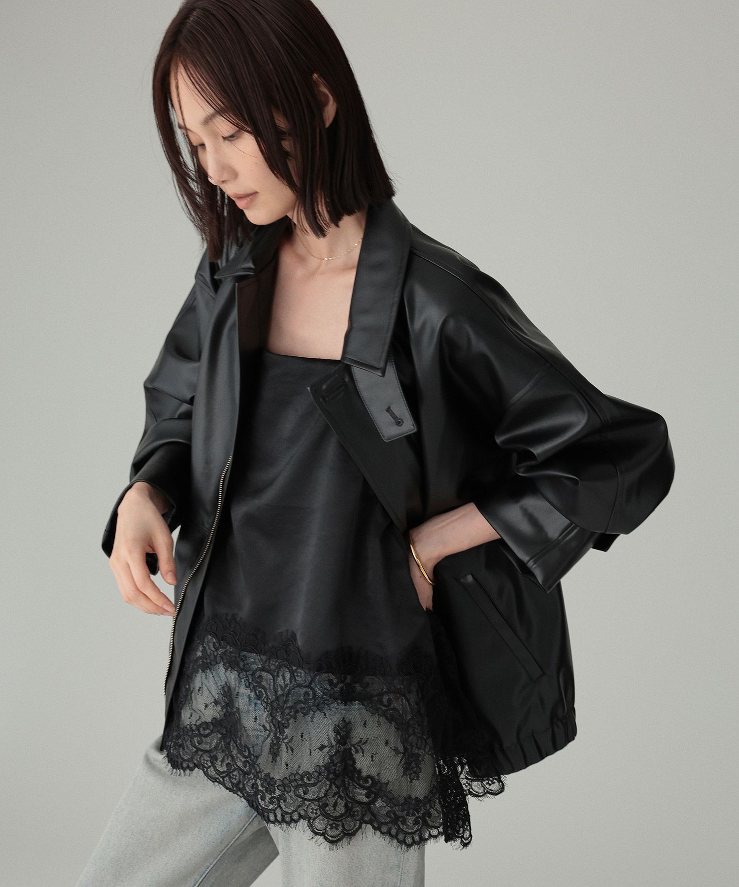 BABYLONE「ヘムレースキャミソール」|キャミソール|ﾌﾞﾗｯｸ