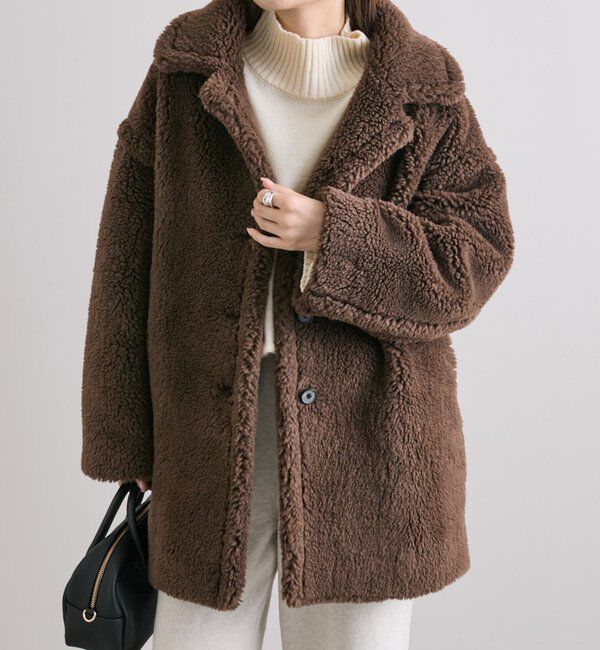  「【WEB限定/リバイバル】ステンカラーボアミドルコート」|その他|ブラウン