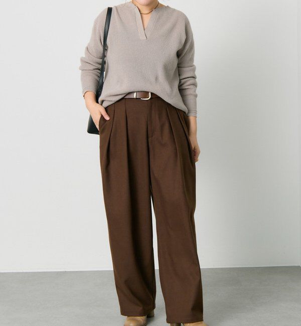  「【2サイズ/インフルエンサー企画】ツータック起毛スラックスパンツ」|その他|