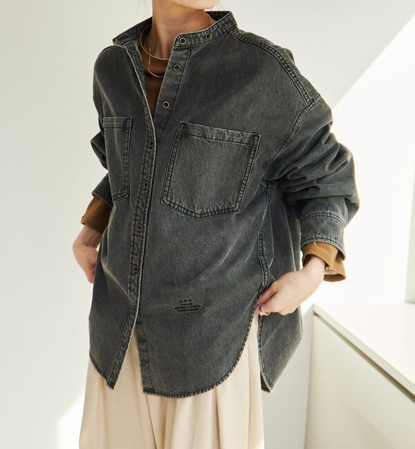  「デニムバンドカラーシャツ」|シャツ・ブラウス|