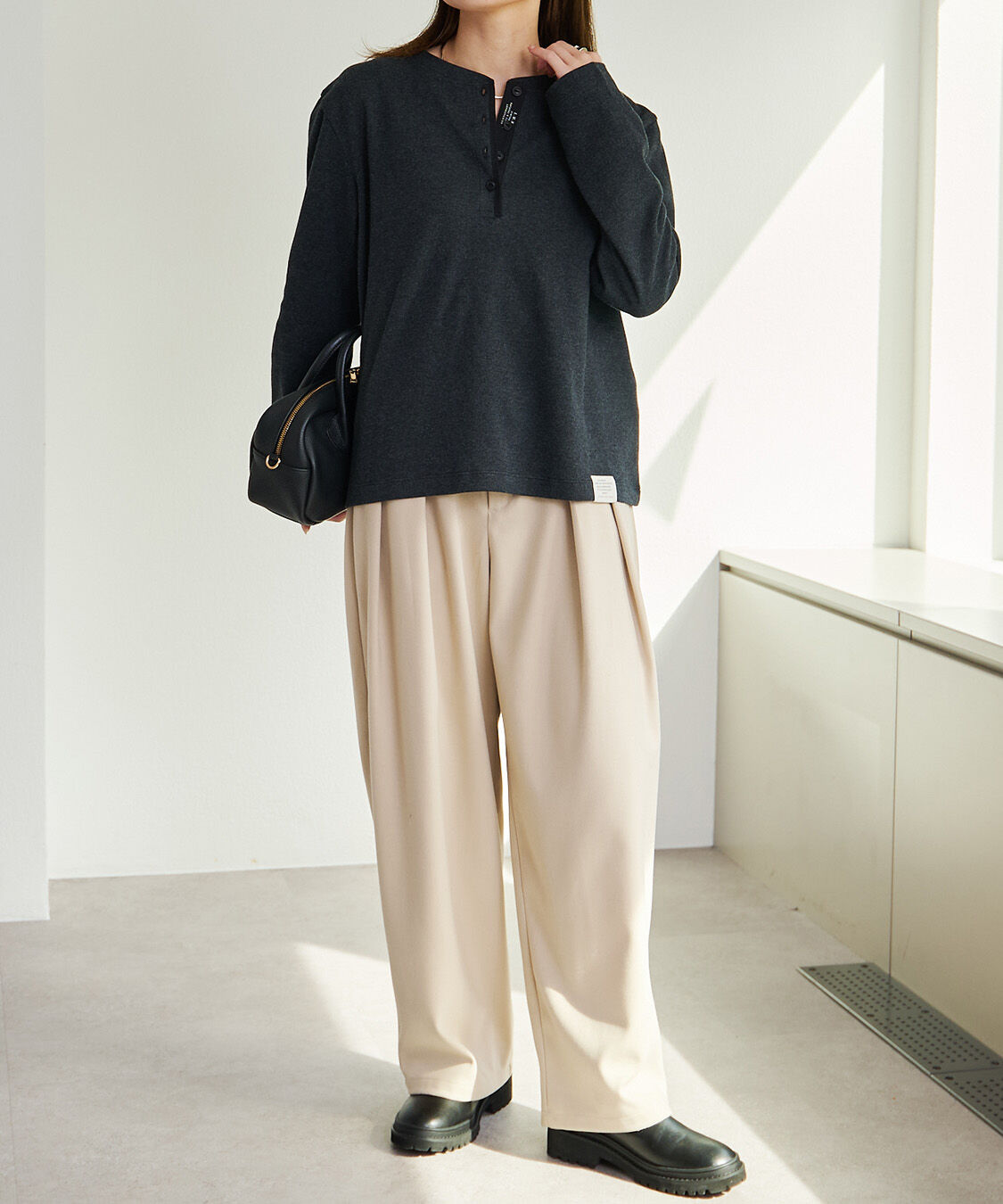  「スムース起毛2WAYヘンリーネックカットソー」|プルオーバー|