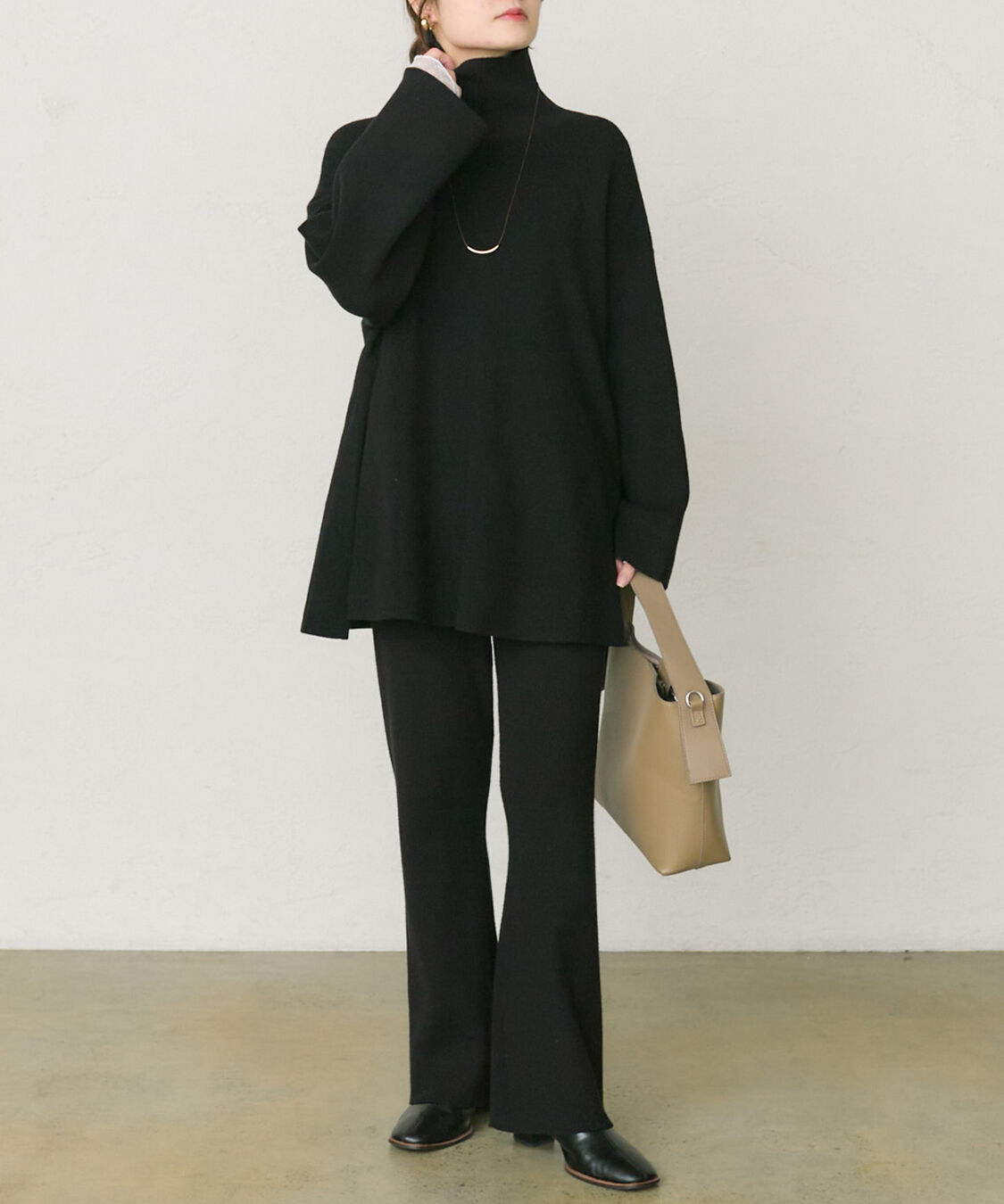  「【セットアップ対応】ハイネックフレアニットプルオーバー」|ニット・セーター|