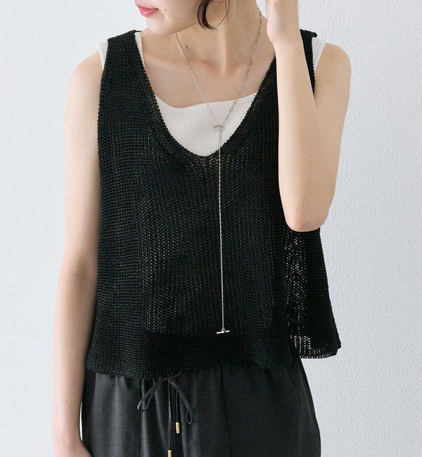  「片畦ニットビスチェ」|ニット・セーター|ブラック