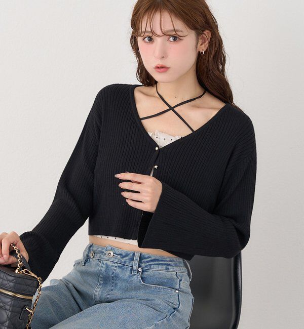  「ベル袖リブカーデ」|ニット・セーター|