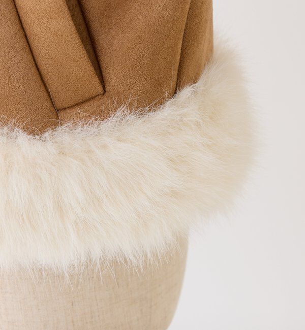  「【リボン取り外し可能】フェイクムートンリボンアウター」|ダウンベスト・ベスト|