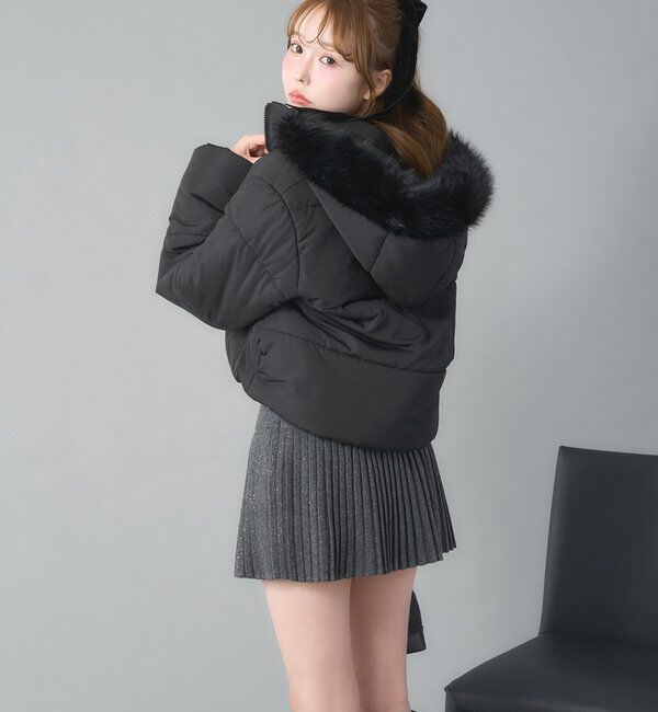  「ファー付きショートフェイクダウン」|ダッフルコート|