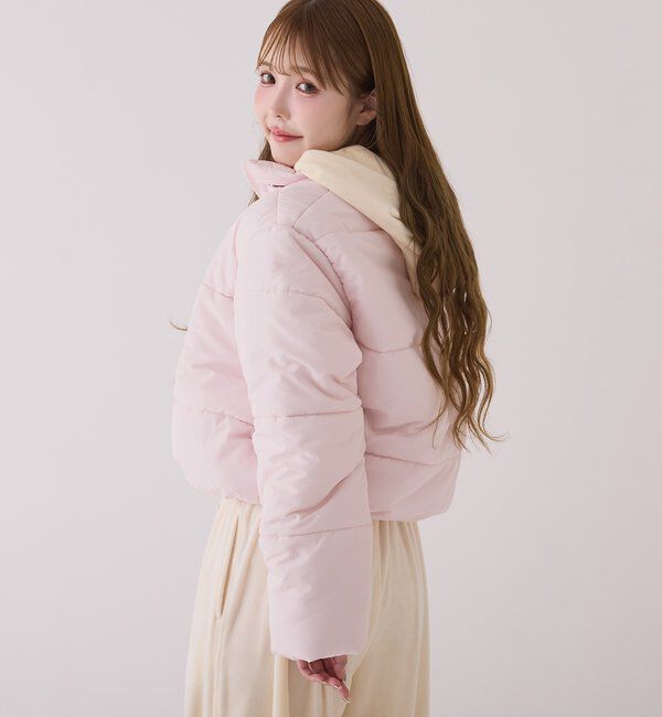  「ファー付きショートフェイクダウン」|ダッフルコート|