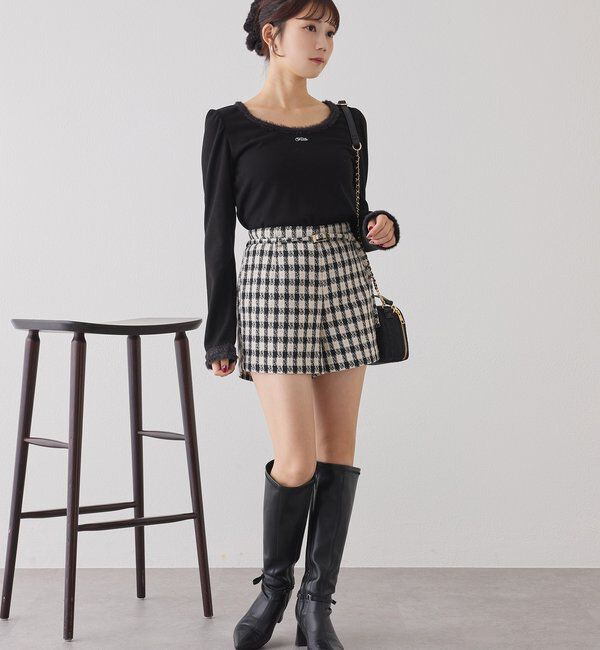  「フェザーシュシュ付きトップス」|プルオーバー|