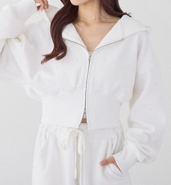  「【セットアップ可能】ビジューパーカー」|プルオーバー|